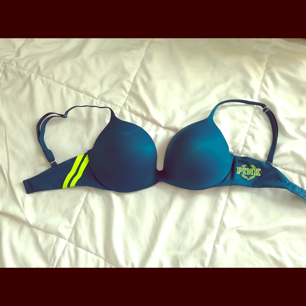Pink 32DD Push-Up, Blue/Electric Green